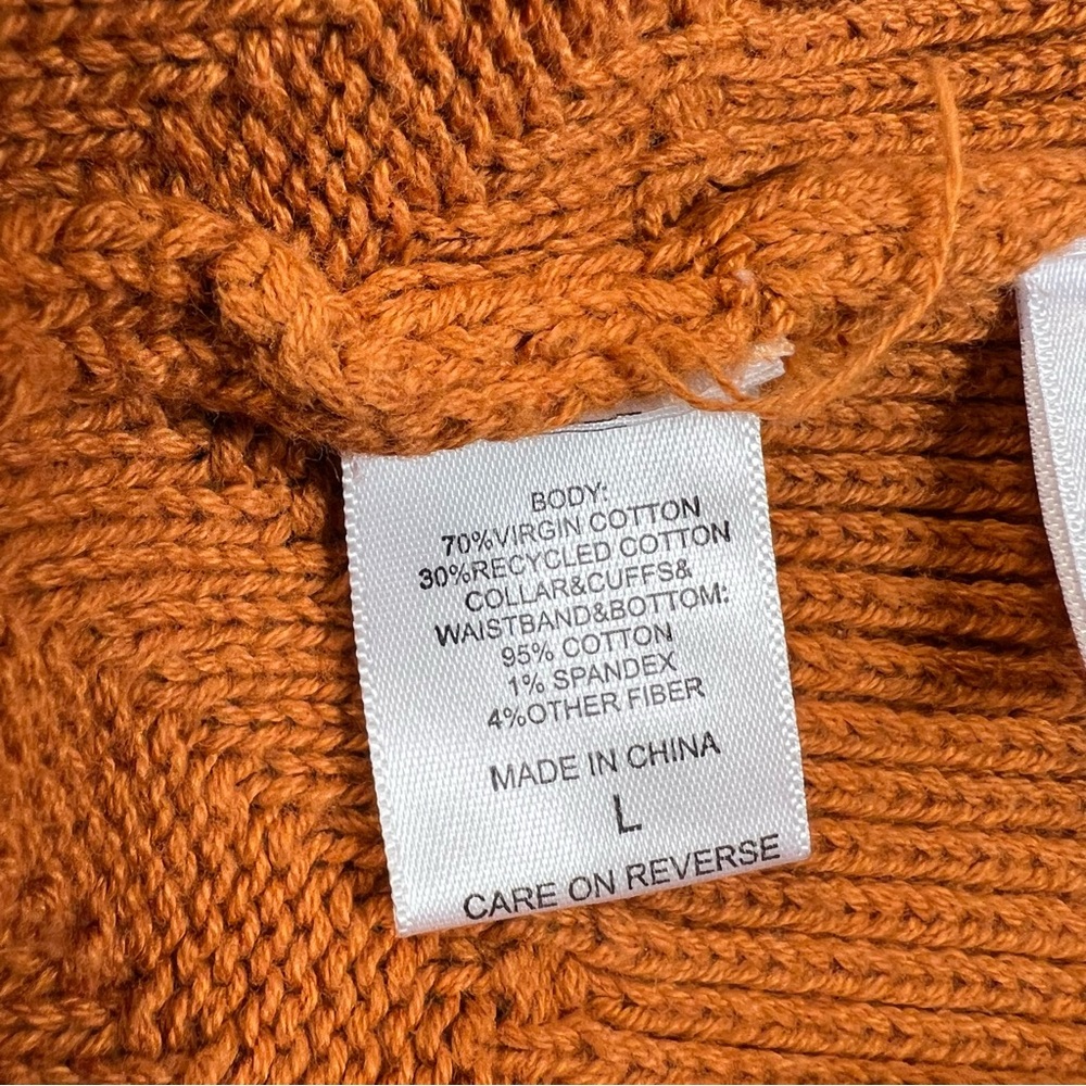 Happy Nature Sweater Dress Orange‎ Mock Neck Peplum Long Length Knit women's Lg - Picture 13 of 15